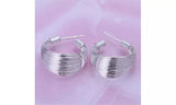 925 Sterling Silver Multi-Line Hoop Earrings
