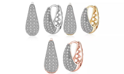 18k Gold Plated Pave Hoop Earrings