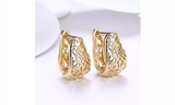 18K Gold Plated Italian Filigree Leverback Hoop Earrings