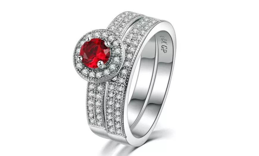 Red Cubic Zirconia Micro Inserted Band Ring