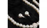 White Pearl Necklace Bracelet Stud/Drop Earrings Jewelry Set