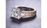 Princess Cut Gold Filigree Ring