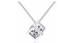 Crystal Ice Cube Cubic Zirconia Pendant Necklace