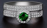 Green Cubic Zirconia Micro Inserted Band Ring