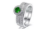 Green Cubic Zirconia Micro Inserted Band Ring