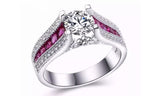 Pink CZ White Gold Plated Wedding Engagement Ring