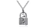 Heart Key and Lock Crystal Pendant Necklace