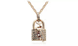 Heart Key and Lock Crystal Pendant Necklace