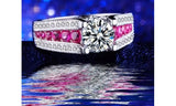 Pink CZ White Gold Plated Wedding Engagement Ring