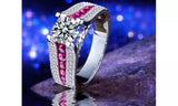 Pink CZ White Gold Plated Wedding Engagement Ring