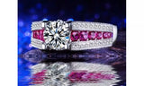 Pink CZ White Gold Plated Wedding Engagement Ring