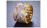 Three Color CZ Crystal Band Rings