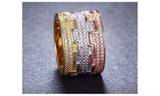 Three Color CZ Crystal Band Rings