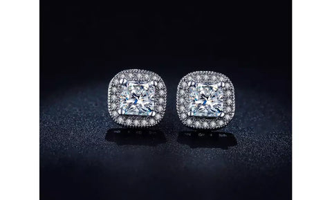 Cushion Cut Luxury Swiss Stud Earrings