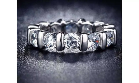 18K CZ Crystal Eternity Band Ring