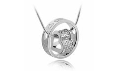 18K Gold Plated Heart and Circle Crystal Necklace