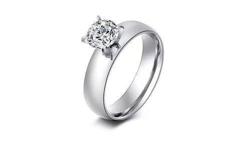 Stainless Steel Crystal Glossy Ring