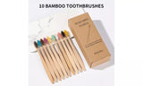 Pack of 10 Adults/Kids Natural Bamboo Wooden Toothbrushes