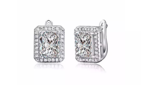 Emerald Cut Cubic Zirconia Earrings