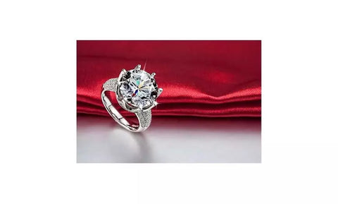 Crown CZ Crystal White Gold Plated Luxury Ring