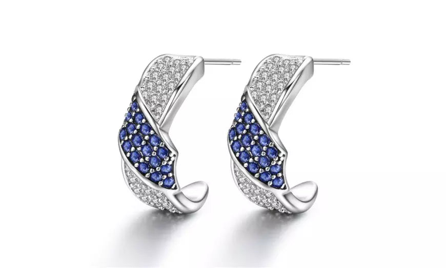 Blue Sapphire Huggie Hoop Earrings