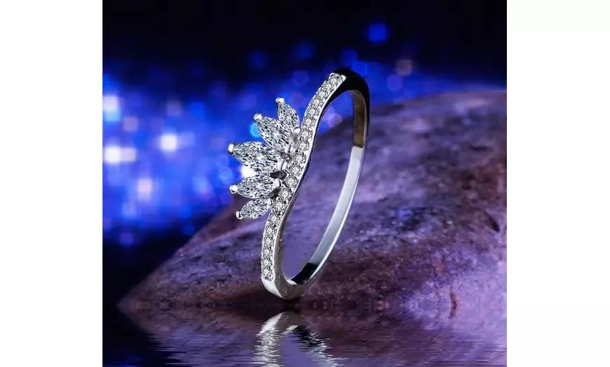 Classic White Gold Plated Crystal Ring