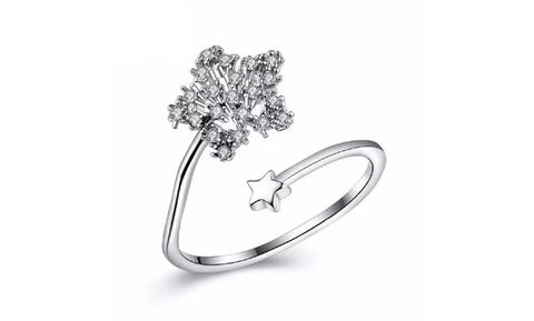 Crystal Star White Gold Plated Ring