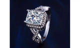 White Gold Plated Baguette CZ Crystal Wedding Ring