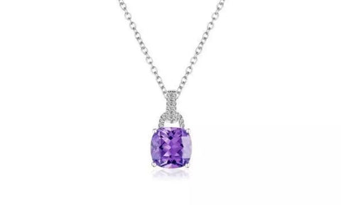 Cushion Cut Cubic Zirconia Wedding Engagement Pendant Necklace