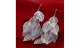 925 Sterling Silver Leaf Dangle Drop Earrings