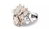 Cute Butterflies White Gold Plated Opening Ring