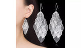 925 Sterling Silver Leaf Dangle Drop Earrings