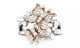 Cute Butterflies White Gold Plated Opening Ring