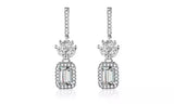 Emerald Cut White Gold Plated Drop Earrings
