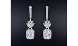 Emerald Cut White Gold Plated Drop Earrings