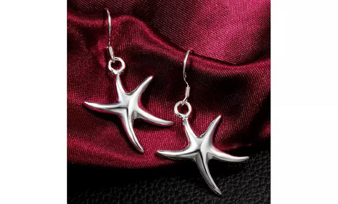 925 Sterling Silver Starfish Dangle Drop Earrings