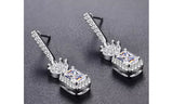 Emerald Cut White Gold Plated Drop Earrings