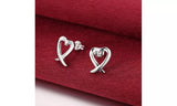 925 Sterling Silver Cutout Love Heart Stud Earrings