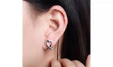925 Sterling Silver Cutout Love Heart Stud Earrings
