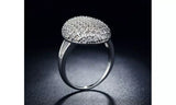 Pave Oval Engagement Ring White Gold Plated Ring