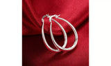 925 Sterling Silver Engraved Oval Hoop Earrings