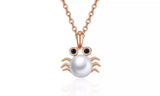 Cute Pearl Crab Pendant Necklace