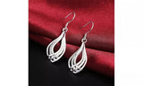 925 Sterling Silver Water Drop Triple Band Earrings