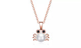 Cute Pearl Crab Pendant Necklace