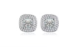 Princess Cut Double Row Cubic Zirconia Crystals Stud Earrings