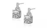White Gold Plated Princess Cut Stud Earrings