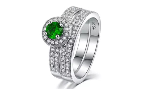 Emerald Cubic Zirconia Micro Inserted Band Ring