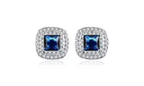 Princess Cut Double Row Cubic Zirconia Crystals Stud Earrings