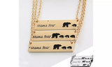 Cute Love Mom Mama Baby Bear Bar Necklace