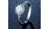 Opal White Gold Plated Crystal Ring
